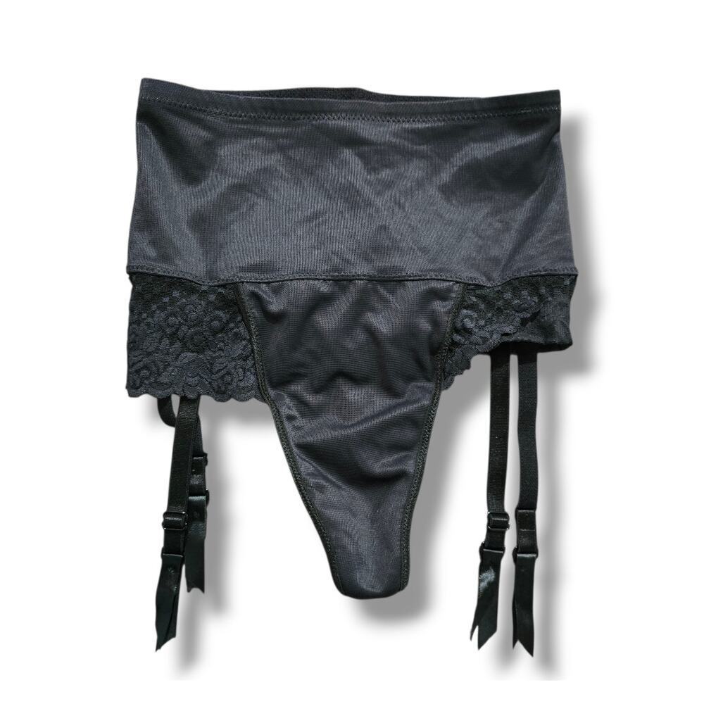 Victoria's Secret Women's Vintage Y2K 90s Silky High Cut Garter Thong Panty Med